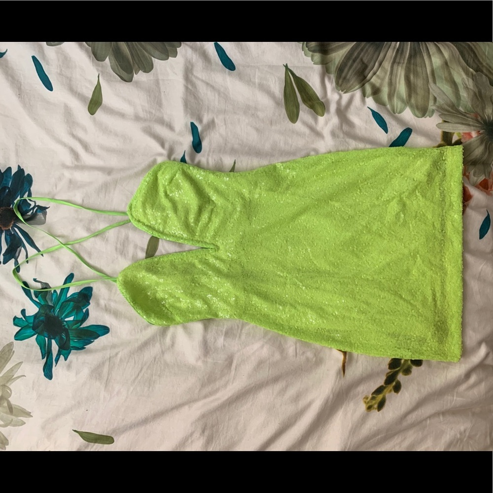 Nasty Gal Neon Green Sequence Dress